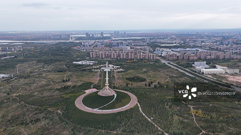 鄂尔多斯伊克敖包航拍图片素材