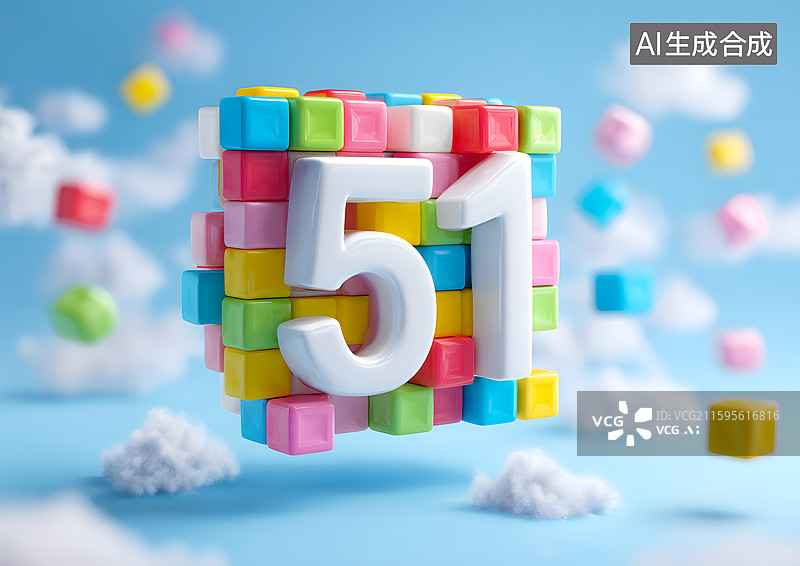 【AI数字艺术】51劳动节彩色卡通艺术字图片素材