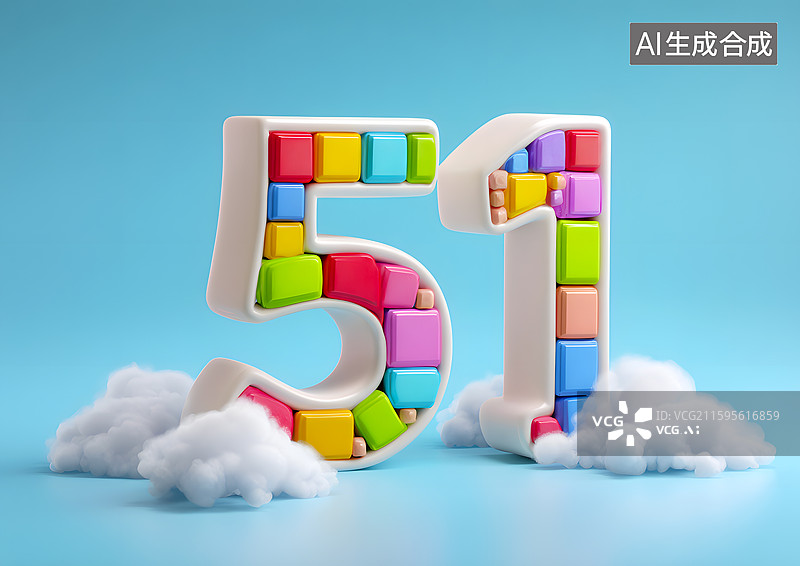 【AI数字艺术】51劳动节彩色卡通艺术字图片素材