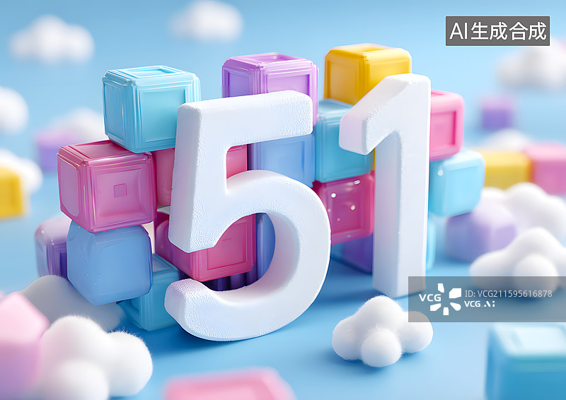 【AI数字艺术】51劳动节彩色卡通艺术字图片素材