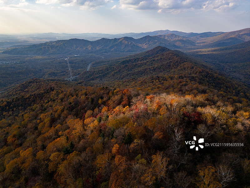 虎峰岭的五花山秋景图片素材