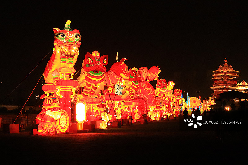大同古城灯会图片素材