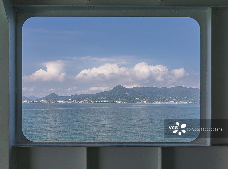 日本高松至直岛轮渡沿途自然风光图片素材