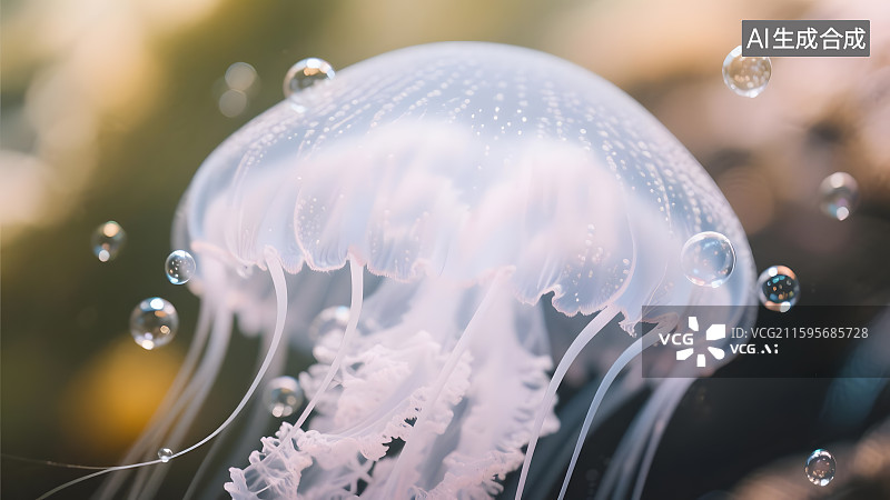 【AI数字艺术】梦幻水母特写图片素材