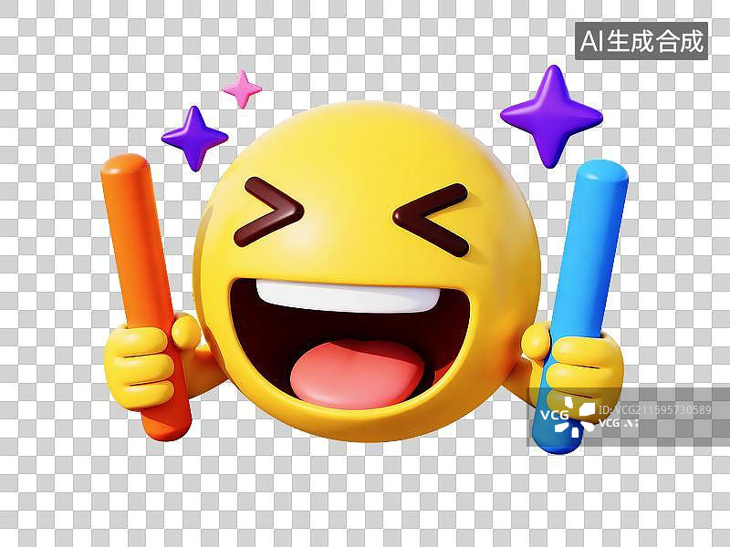 【AI数字艺术】娱乐综艺小黄脸荧光棒笑脸图标图片素材