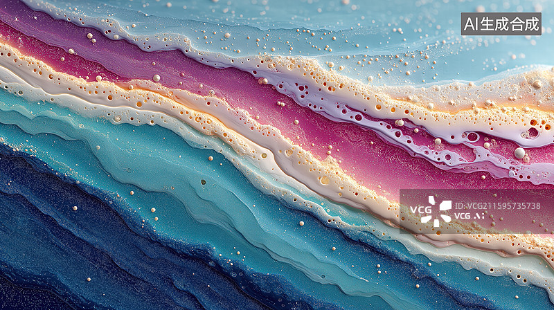 【AI数字艺术】充满活力的抽象流体艺术与大理石蓝色，黄色和白色纹理创建一个动态的背景图片素材
