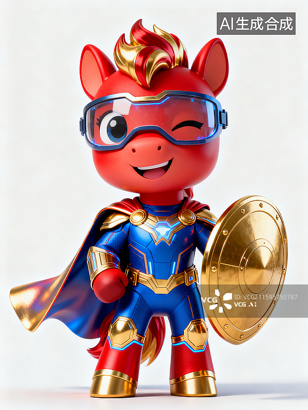 【AI数字艺术】3D卡通小马超级英雄图片素材