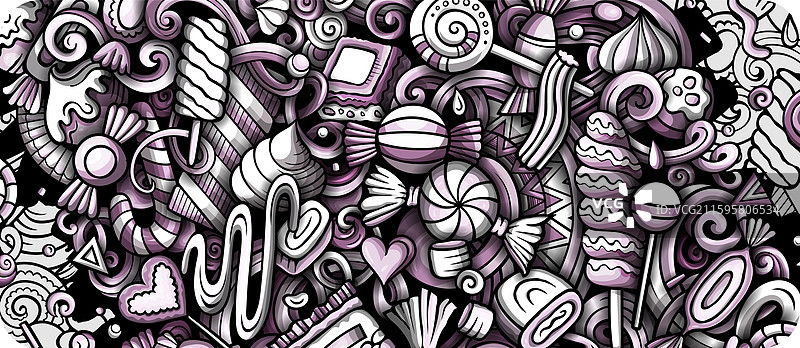 卡通涂鸦糖果横幅设计图片素材