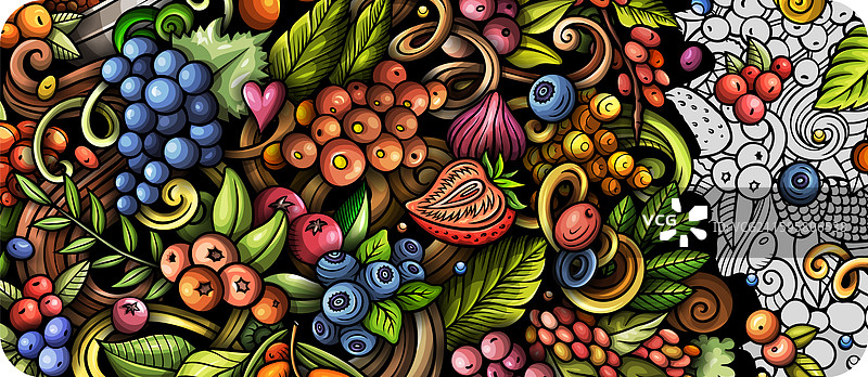 卡通涂鸦浆果背景图片素材