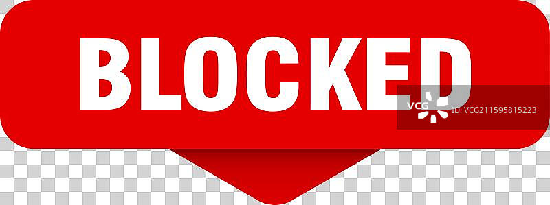透明背景上的“已阻止”贴纸和“已阻止”标志图片素材