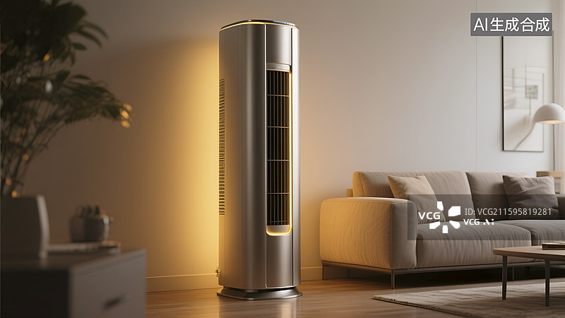 【AI数字艺术】客厅中的立式空调场景图图片素材