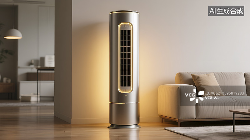 【AI数字艺术】客厅中的立式空调场景图图片素材