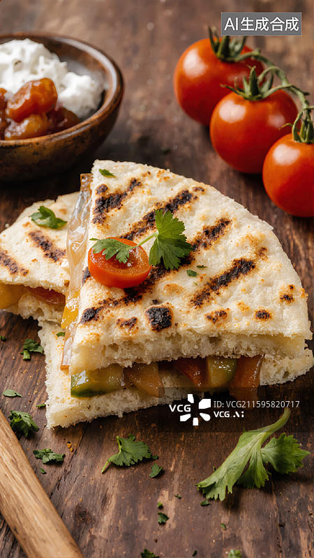 【AI数字艺术】烤饼配蔬菜图片素材