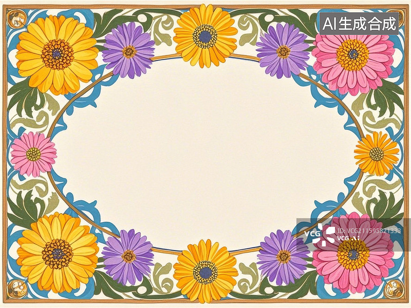 【AI数字艺术】花环边框装饰画图片素材