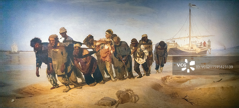 中国国家博物馆《伏尔加河上的纤夫》伊利亚-列宾1870-1873年图片素材