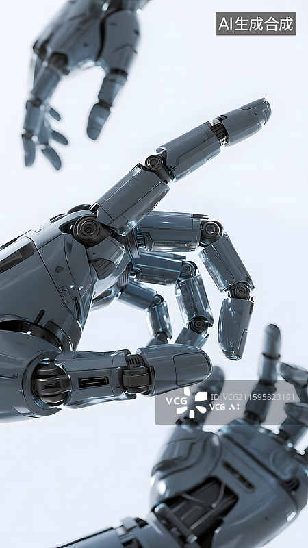 【AI数字艺术】科技感建模机械手人工智能抽象背景图片素材