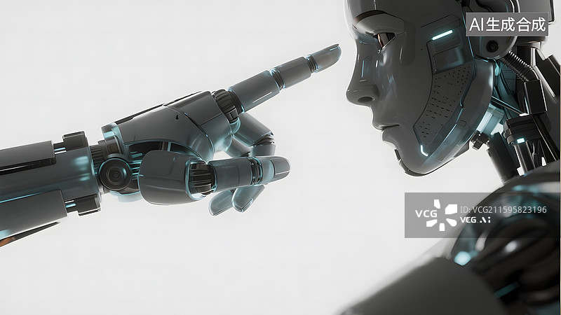【AI数字艺术】科技感建模机械手人工智能抽象背景图片素材