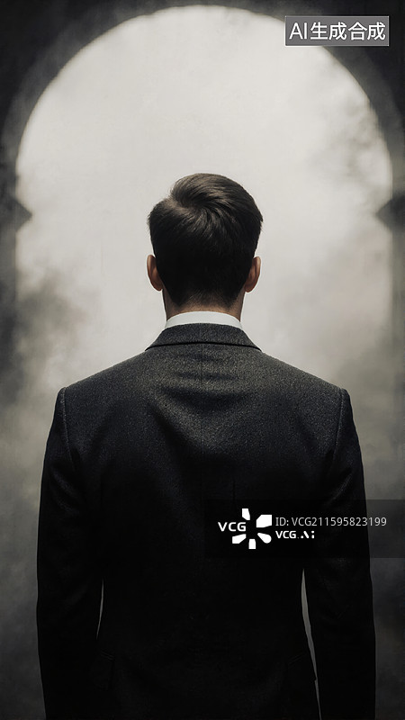 【AI数字艺术】背影凝望神秘光圈图片素材