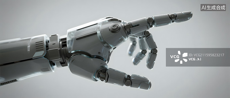 【AI数字艺术】科技感建模机械手人工智能抽象背景图片素材