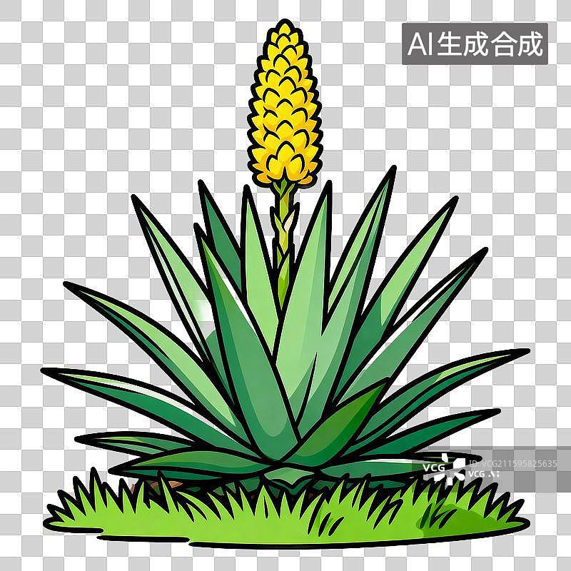 【AI数字艺术】带有黄色花朵的芦荟植物图片素材