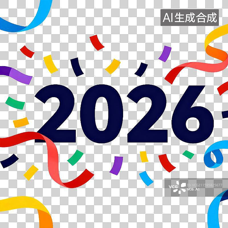 【AI数字艺术】2026年五彩庆祝图案图片素材