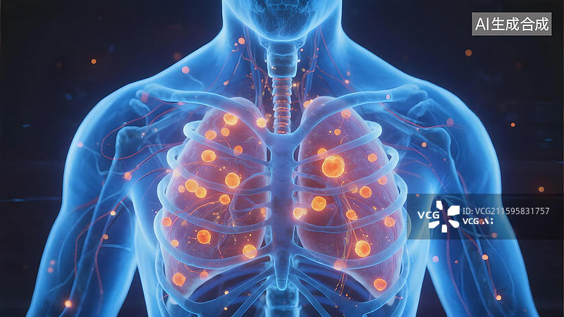 【AI数字艺术】人体肺部病变示意图图片素材