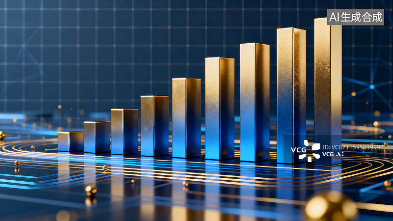 【AI数字艺术】代表商业增长的柱状图图片素材
