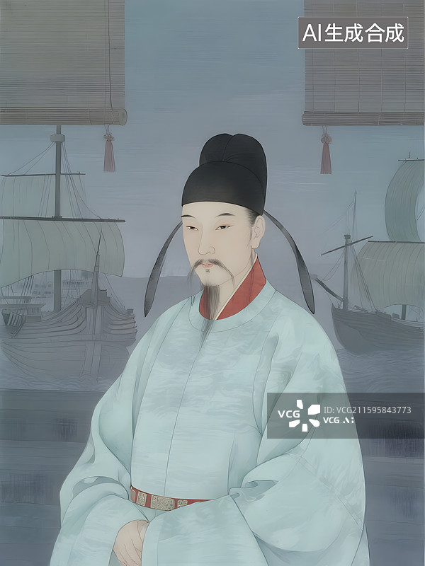 【AI数字艺术】明代著名的航海家外交家军事将领郑和肖像图片素材