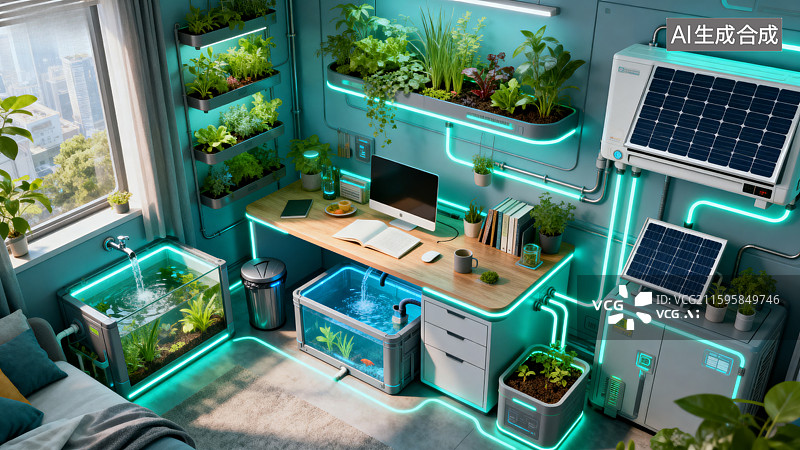 【AI数字艺术】未来生态办公空间图片素材