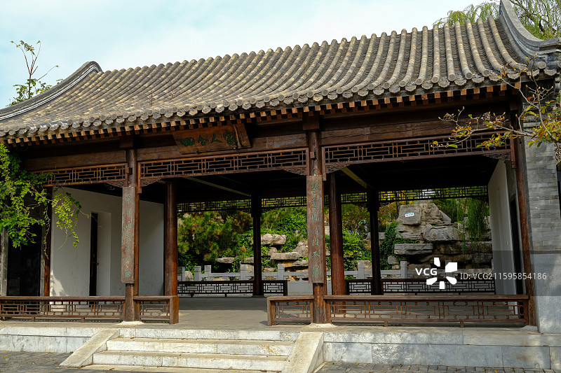 山东青岛世界园艺博览园景区-中华园北京园-四合人家图片素材