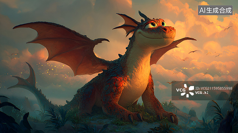【AI数字艺术】【AI数字艺术】插图卡通龙图片素材
