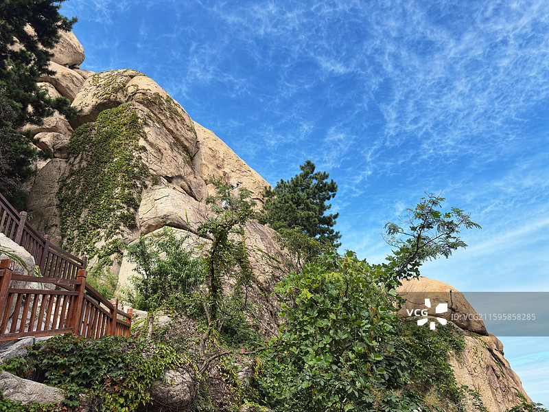 青岛崂山仰口景区初秋风光｜山海奇观寿字石刻（太平宫古建筑群／仰口缆车山海视角）｜文化旅游风景图片素材