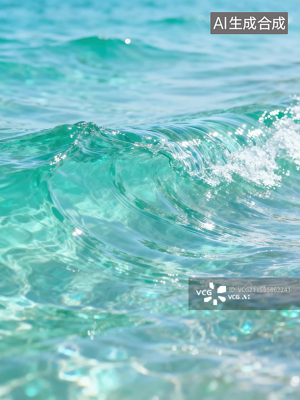 【AI数字艺术】清澈海水波浪涌动图片素材