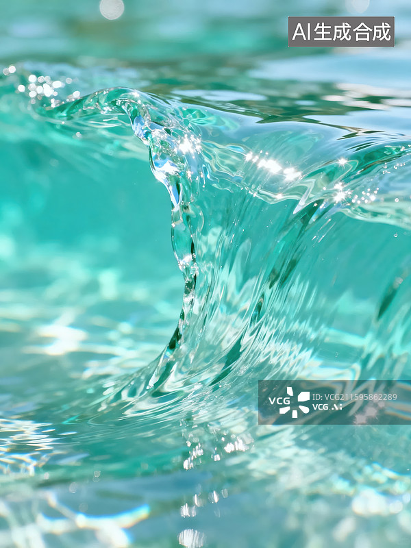【AI数字艺术】清澈水面波浪涌动图片素材
