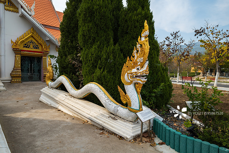 山东青岛世界园艺博览园景区-国际园泰国芭提雅园-佛教龙王-纳迦图片素材