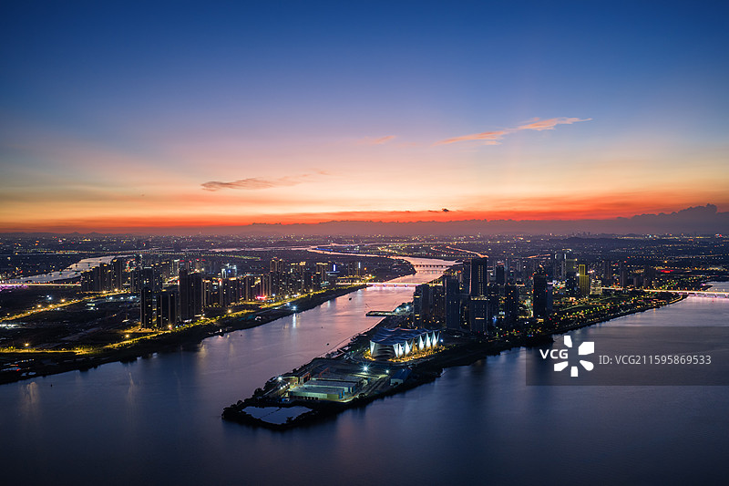 广州市南沙区明珠湾灵山岛尖夜景图片素材