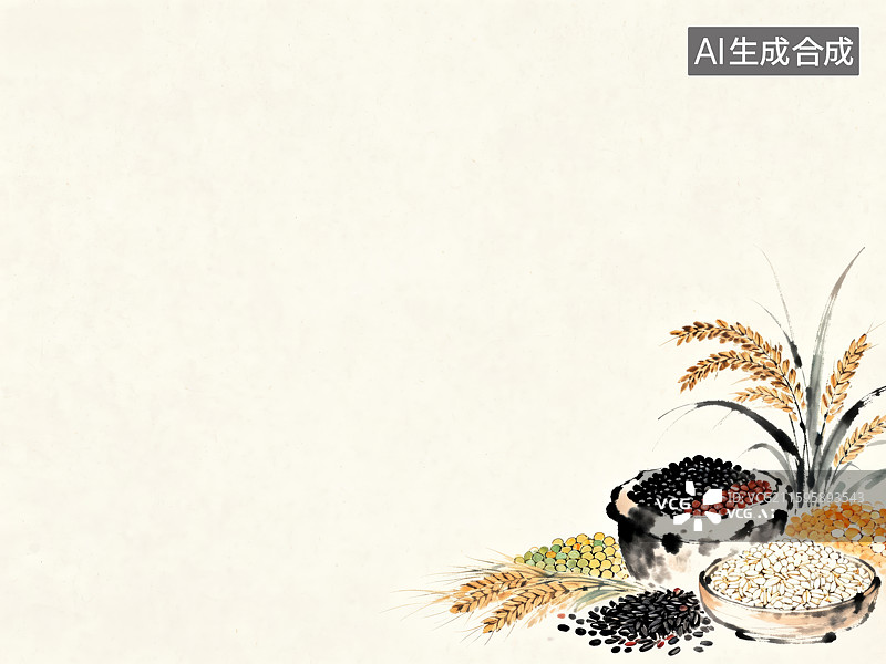 【AI数字艺术】传统画风的五谷与麦穗图片素材