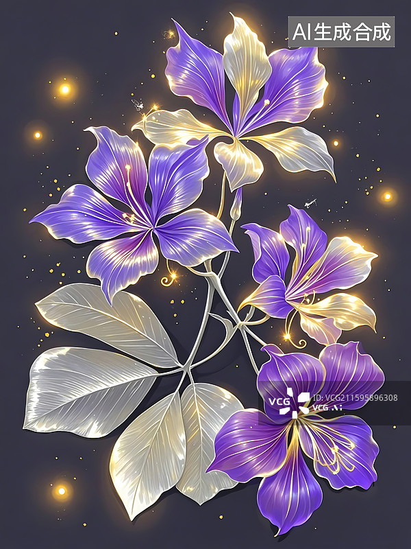 【AI数字艺术】梦幻荧光紫荆花图片素材