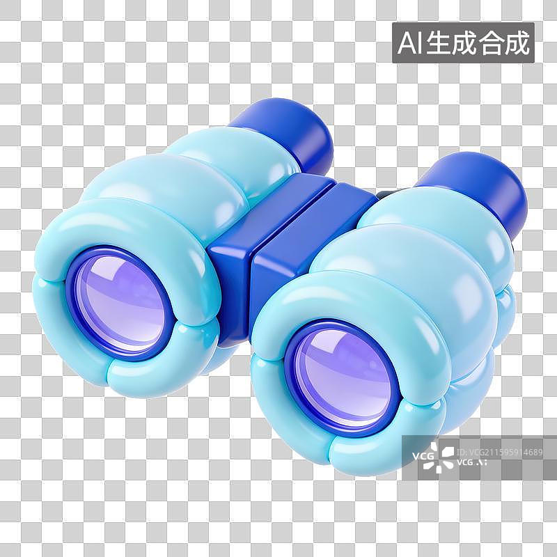 【AI数字艺术】3D三维膨胀气球风格望远镜元素图片素材
