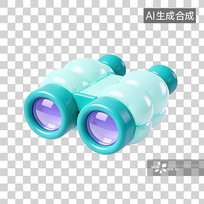 【AI数字艺术】3D三维膨胀气球风格望远镜元素图片素材