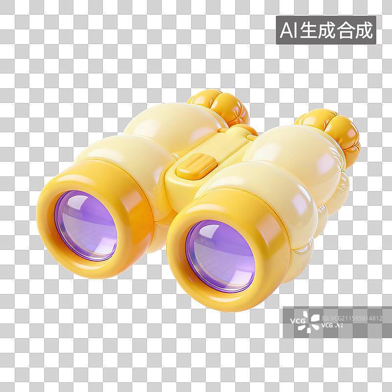 【AI数字艺术】3D三维膨胀气球风格望远镜元素图片素材