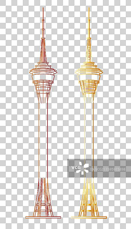 澳门旅游塔插画矢量元素图片素材