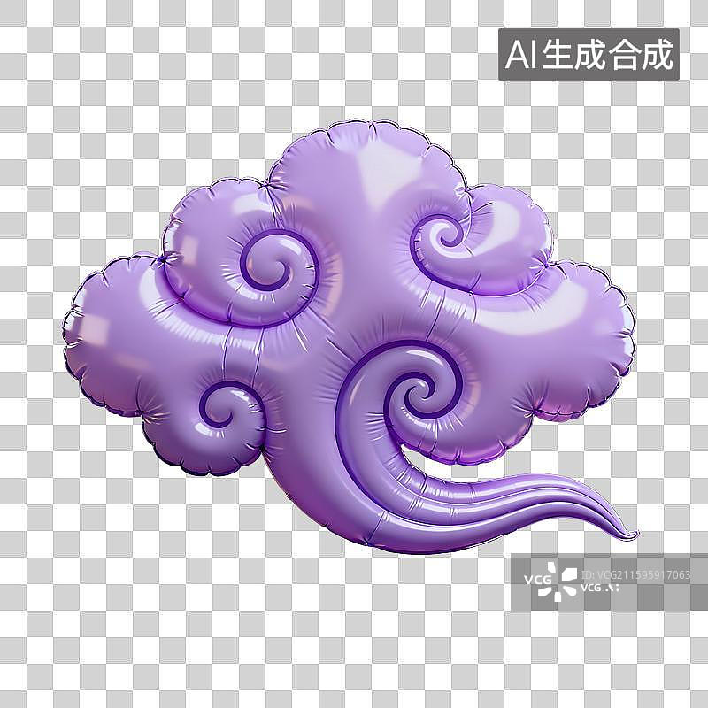 【AI数字艺术】3D三维膨胀气球风格国风祥云元素图片素材