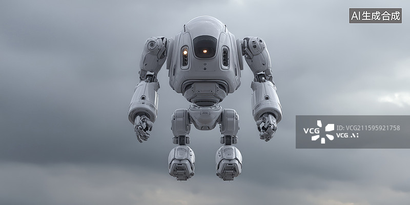 【AI数字艺术】创意抽象无人机机器人在天空中飞行未来科技设计现代商业广告背景新质生产力创新自动化和数字化转型图片素材