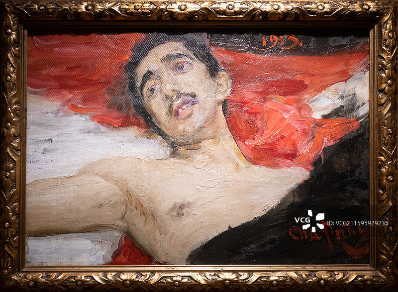 中国国家博物馆受伤的人1913年布画油画40.5X58.2cm特列季亚科夫画廊藏品图片素材