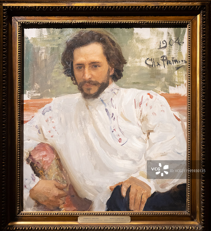 中国国家博物馆列昂尼德-尼古拉耶维奇-安德烈耶夫肖像1904年布画油画76X66.5cm特列季亚科夫图片素材