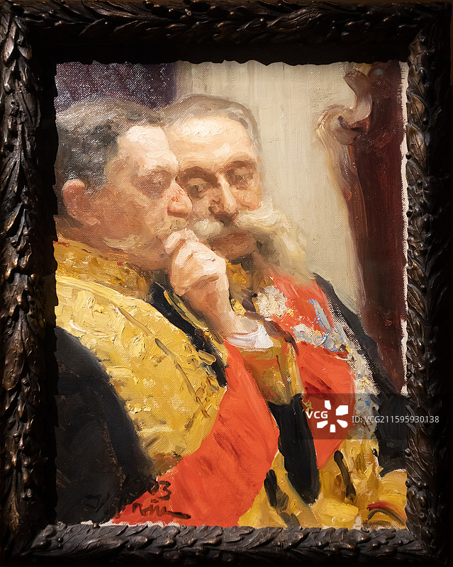 中国国家博物馆伊凡-高列梅金和尼古拉-盖拉尔德肖像1903年布画油画66.5X48.5cm特列季亚科图片素材