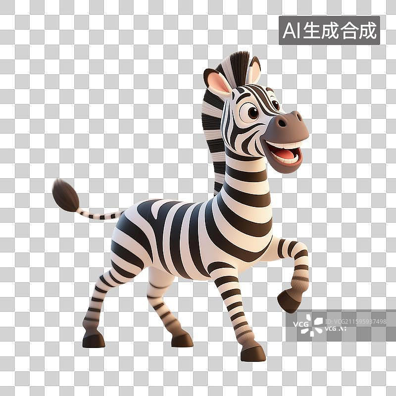 【AI数字艺术】3D渲染，卡通斑马，一只斑马，免抠元素图片素材