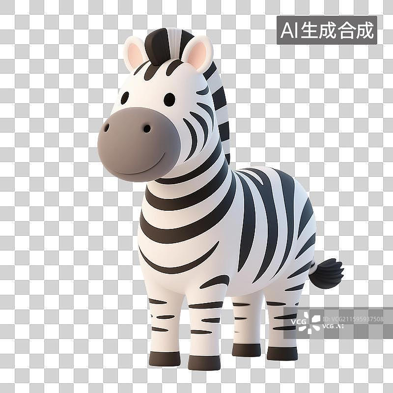 【AI数字艺术】3D渲染，卡通斑马，一只斑马，免抠元素图片素材