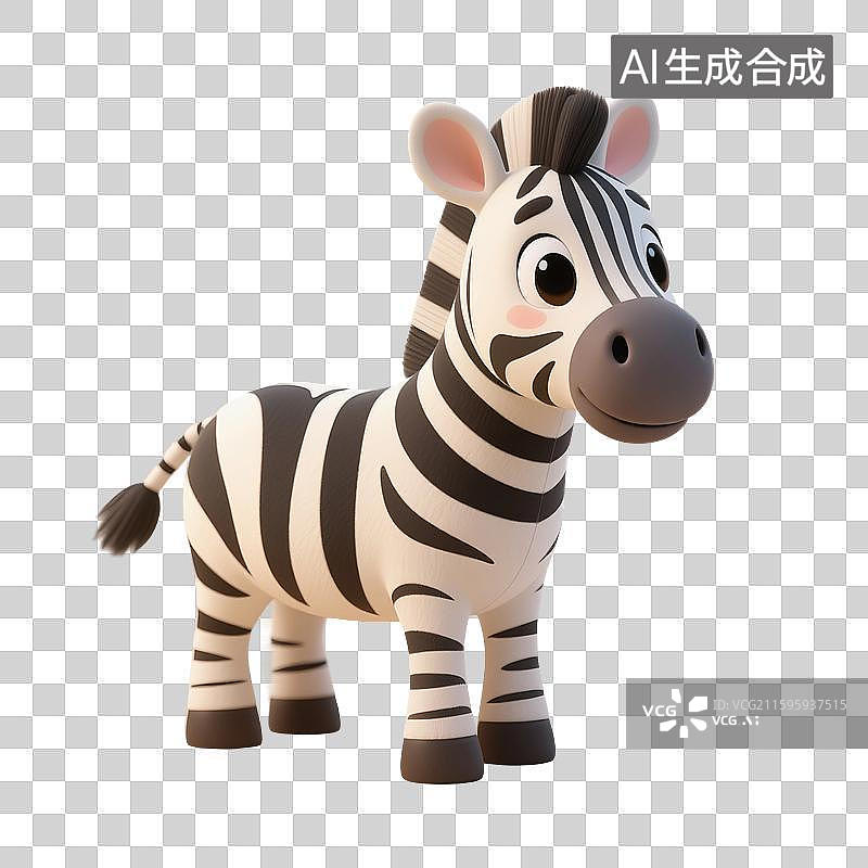 【AI数字艺术】3D渲染，卡通斑马，一只斑马，免抠元素图片素材